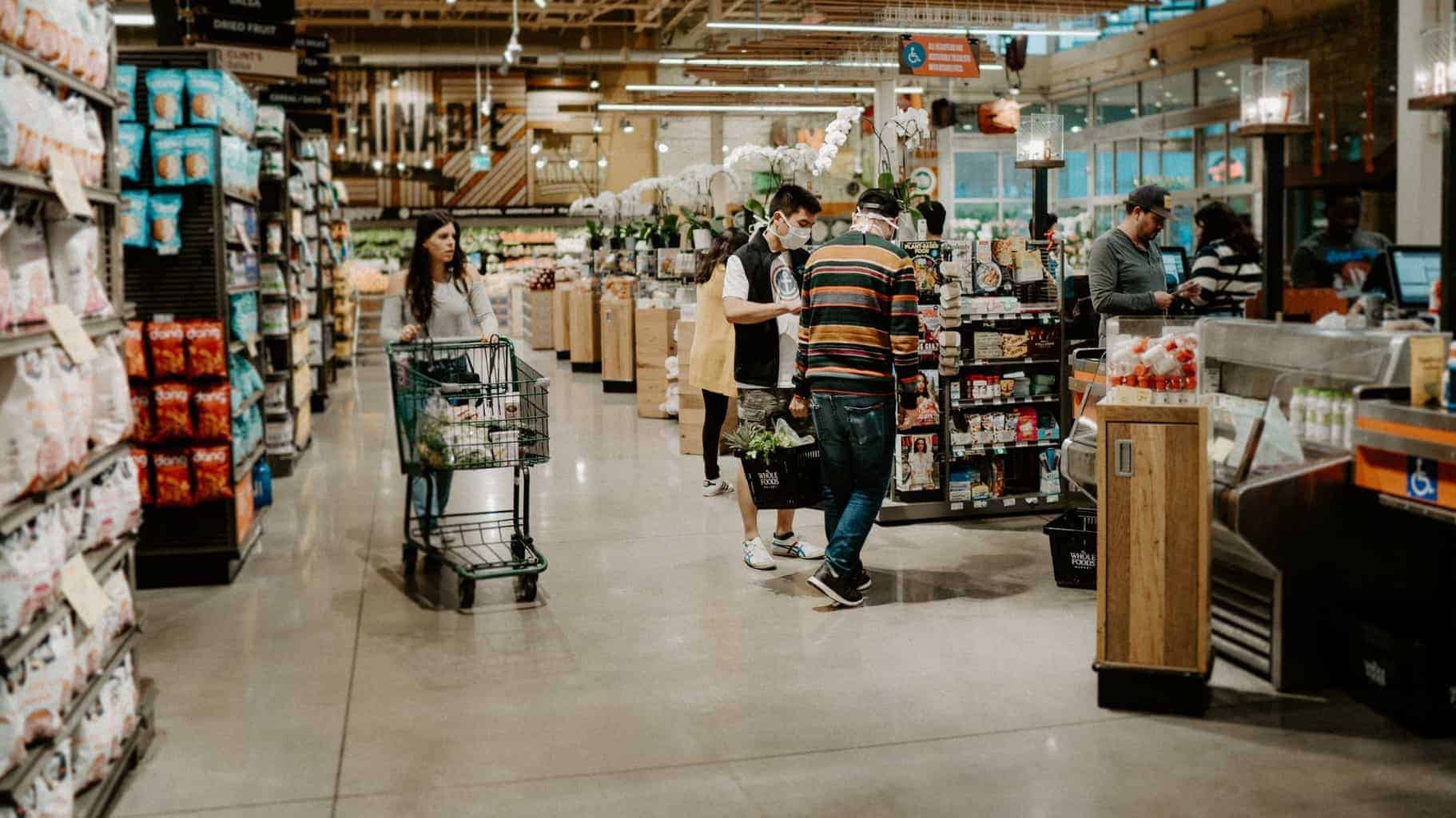 Tiled floor in a grocery store